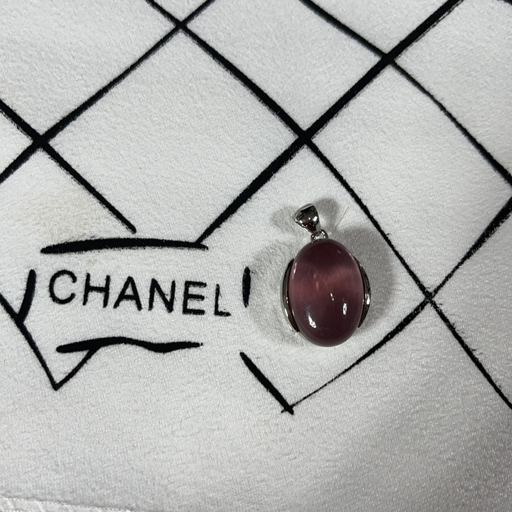 Estate Find- Silver Glass Purple Pendant